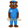 Brown Blue Bear Mascot Costume