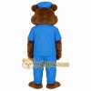 Brown Blue Bear Mascot Costume