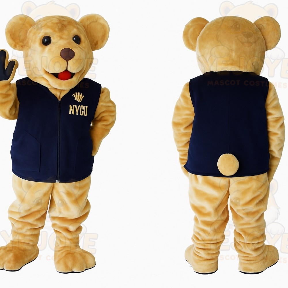 Golden Tan Navy Bear Mascot Costume