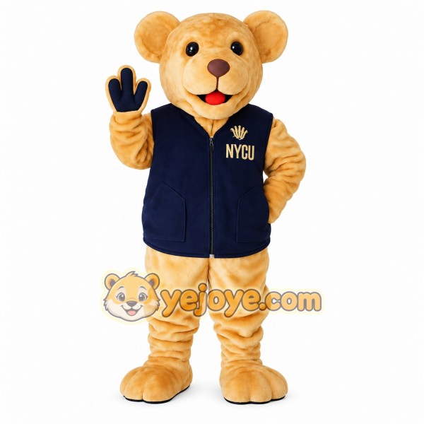 Golden Tan Navy Bear Mascot Costume