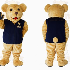 Golden Tan Navy Bear Mascot Costume