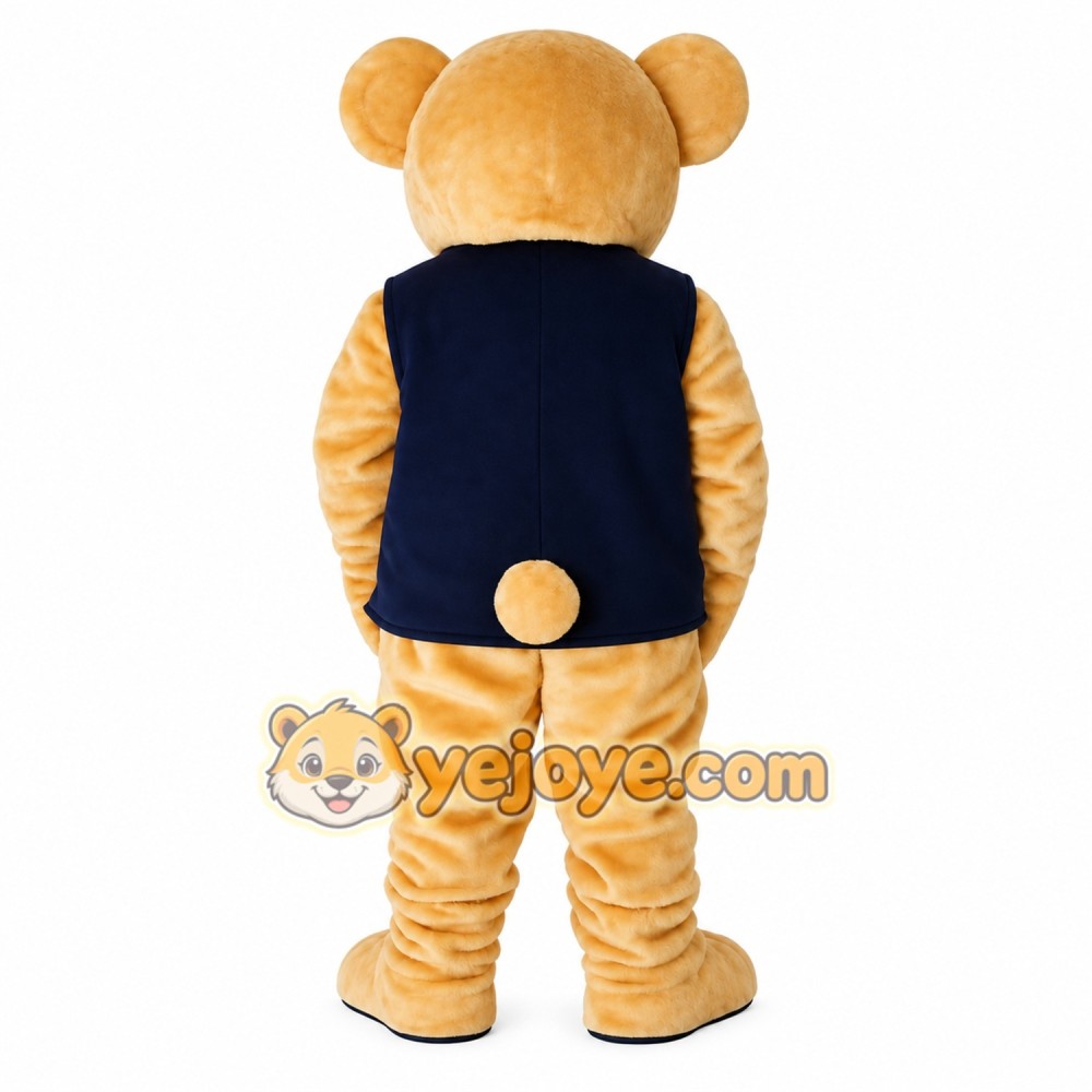 Golden Tan Navy Bear Mascot Costume Golden Tan Navy Bear Mascot Costume