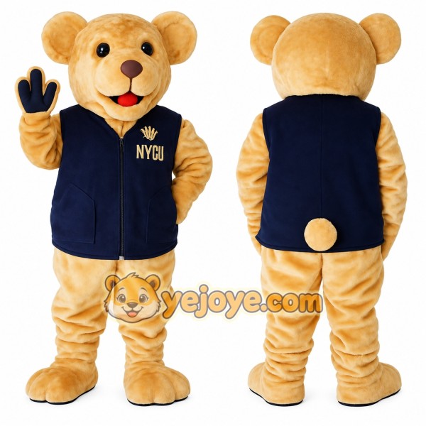 Golden Tan Navy Bear Mascot Costume