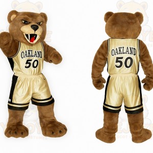 Brown Cream Basketball Bear Mascot Costume