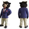 Black Bear With Navy Blazer Mascot Costume