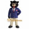 Black Bear With Navy Blazer Mascot Costume Black Bear With Navy Blazer Mascot Costume