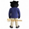 Black Bear With Navy Blazer Mascot Costume Black Bear With Navy Blazer Mascot Costume