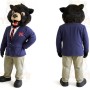 Black Bear With Navy Blazer Mascot Costume