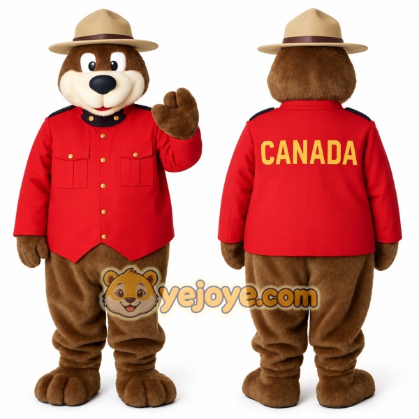 Brown Red Mountie Beaver Mascot Costume
