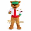 Brown Green White Red Bear Mascot Costume