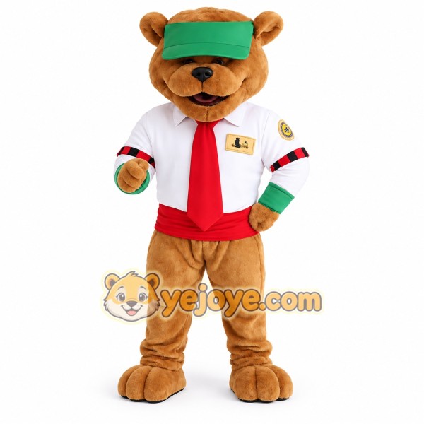 Brown Green White Red Bear Mascot Costume Brown Green White Red Bear Mascot Costume