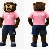 Brown Bear Pink Shirt Navy Shorts Mascot Costume