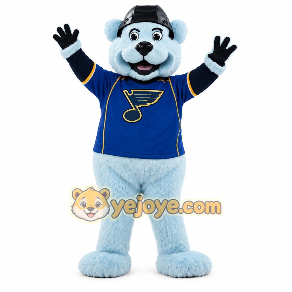 Light Blue Navy Hockey Bear Mascot Costume