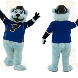 Light Blue Navy Hockey Bear Mascot Costume
