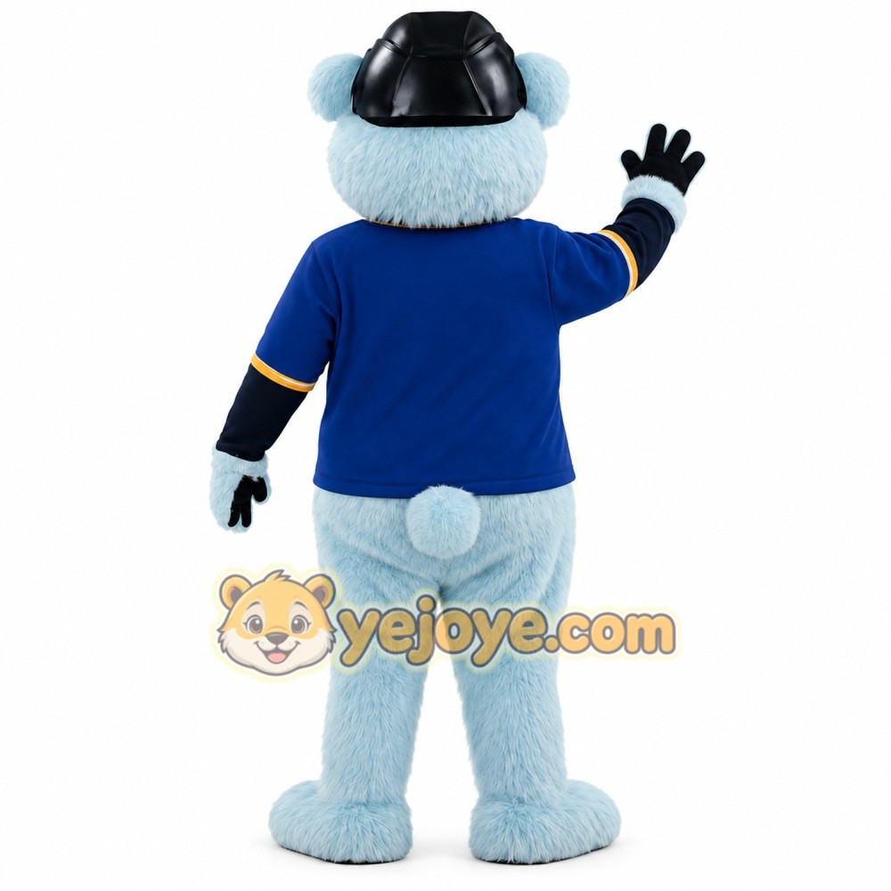 Light Blue Navy Hockey Bear Mascot Costume