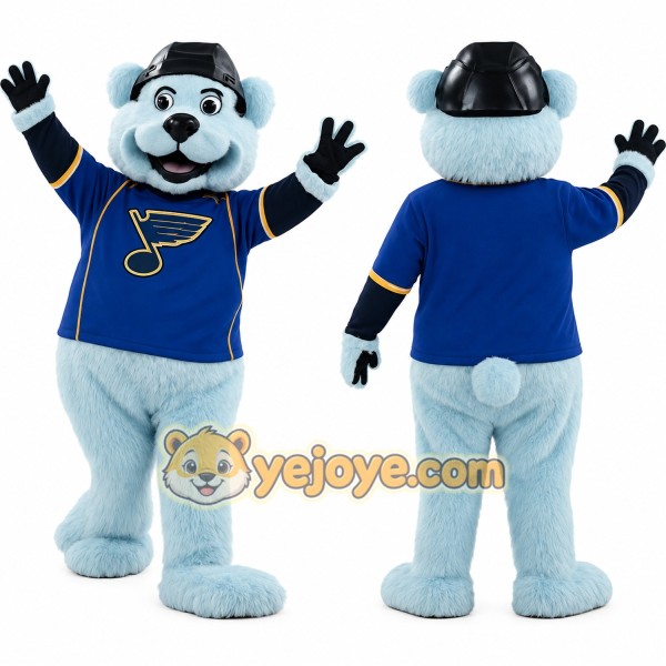 Light Blue Navy Hockey Bear Mascot Costume