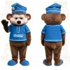Brown Blue Sleepy Bear Mascot Costume