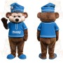 Brown Blue Sleepy Bear Mascot Costume
