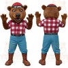 Brown Red White Plaid Bear Mascot Costume