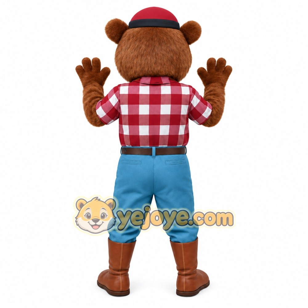 Brown Red White Plaid Bear Mascot Costume Brown Red White Plaid Bear Mascot Costume