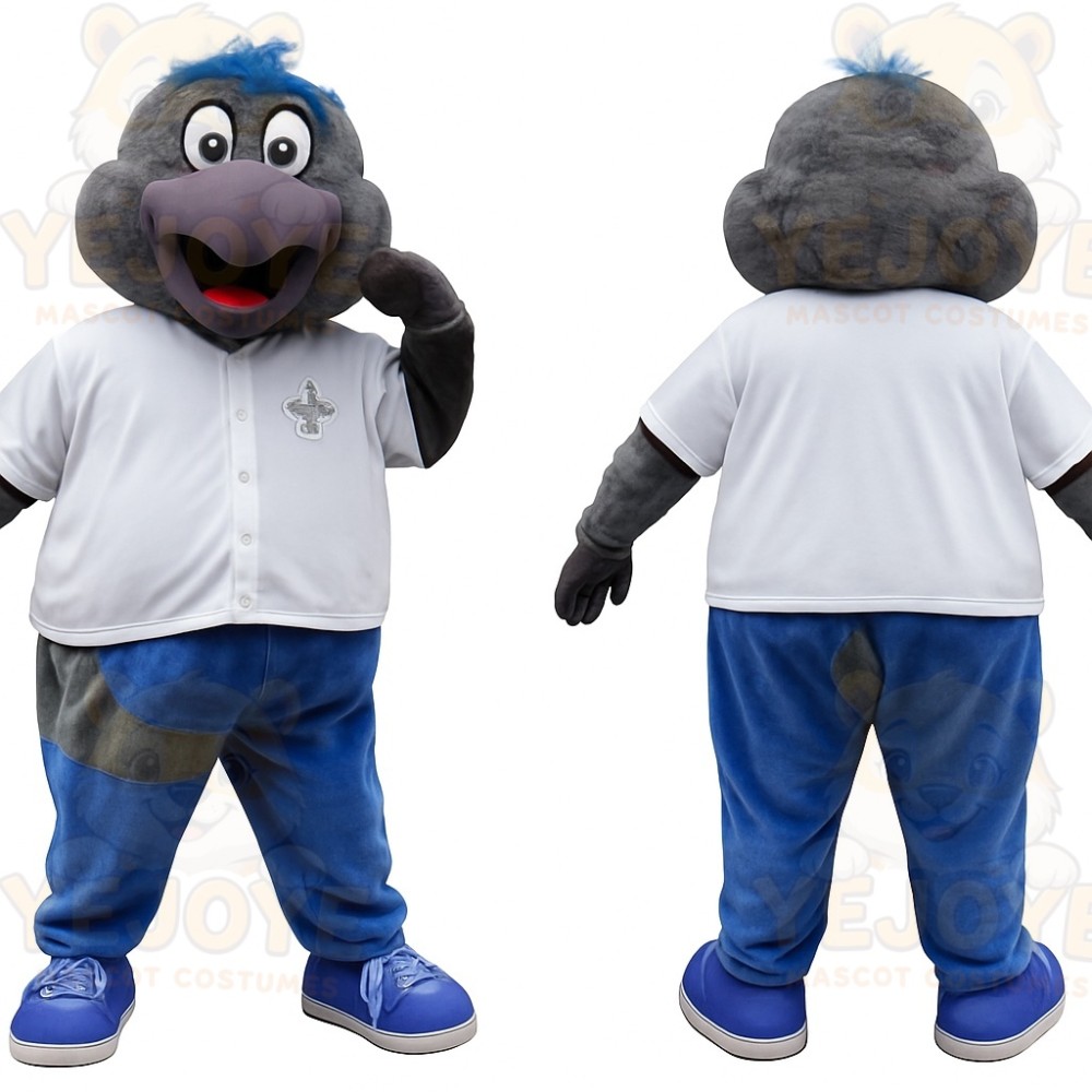 Gray Blue White Bird Mascot Costume