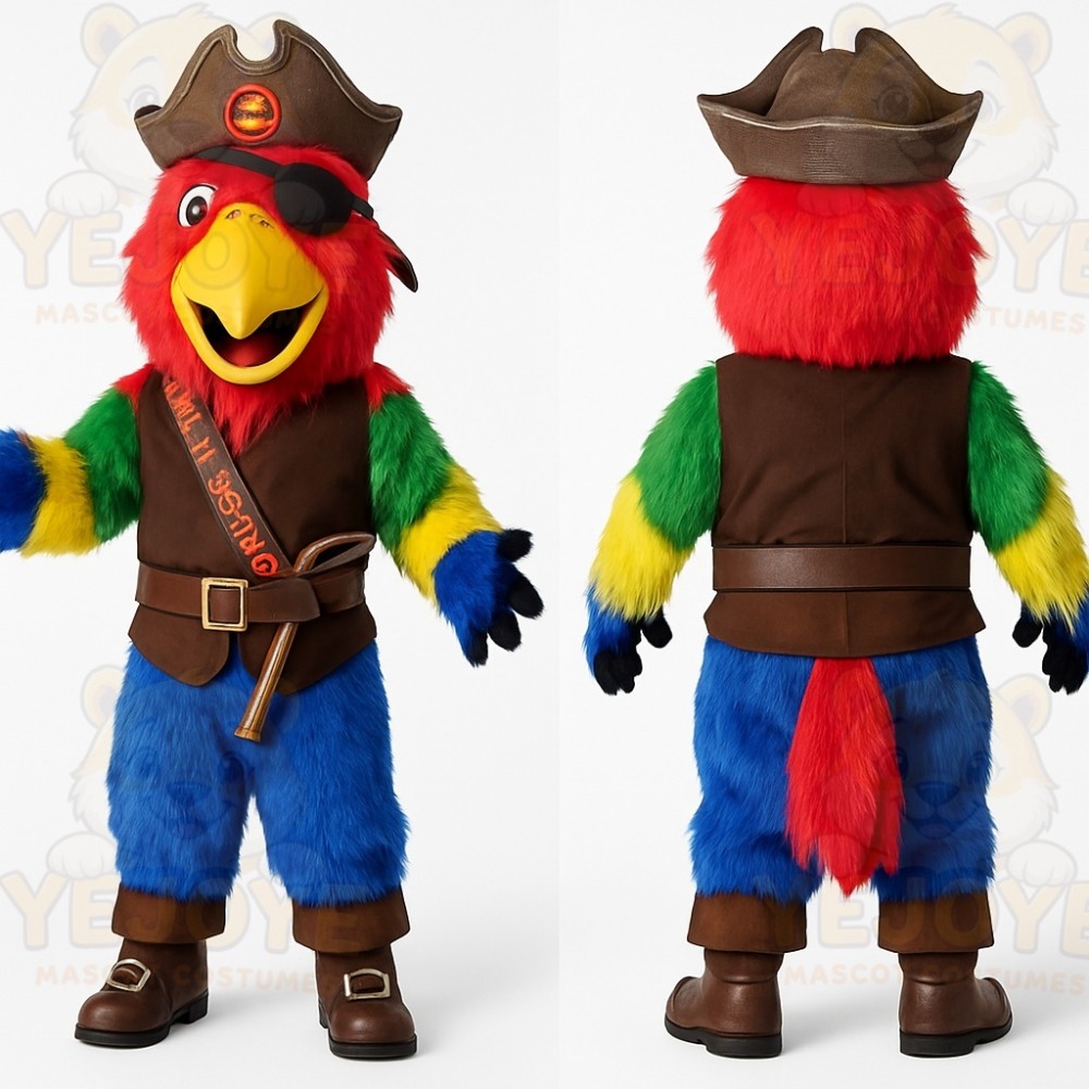 Red Blue Green Pirate Parrot Mascot Costume