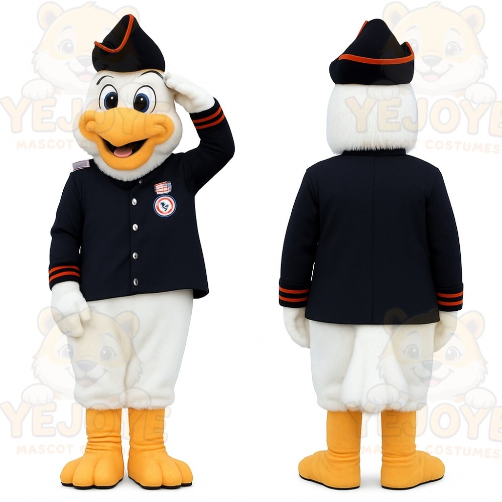 Navy White Yellow Sailor Duck Mascot Costume