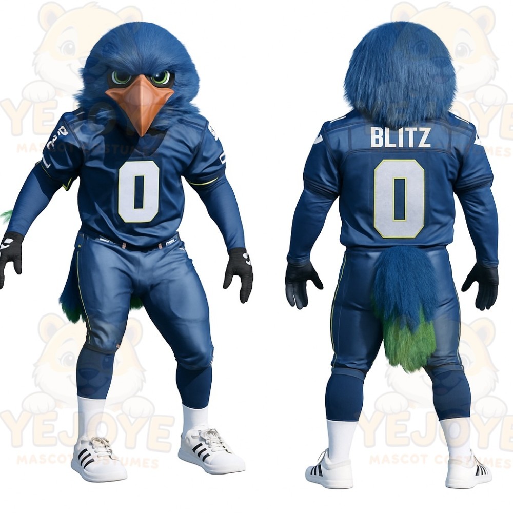 Blue Green Eagle Football Player Mascot Costume