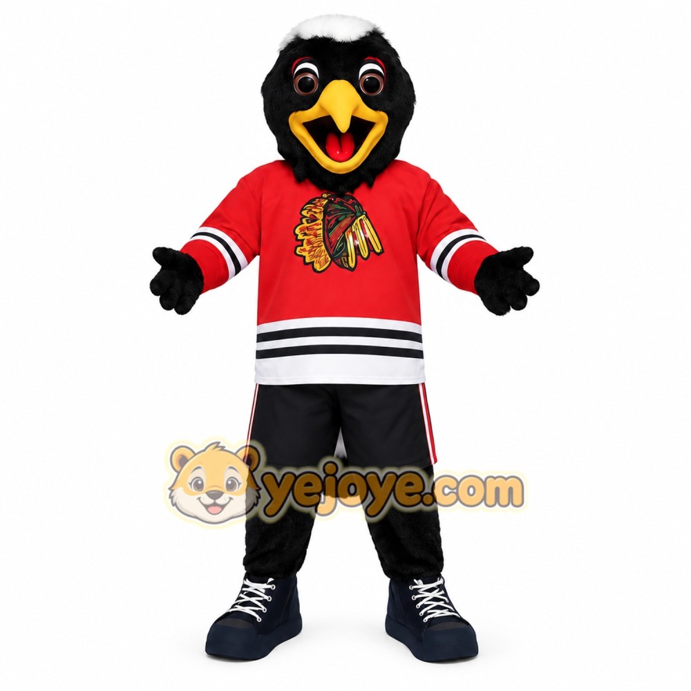 Black Red White Hawk Bird Mascot Costume
