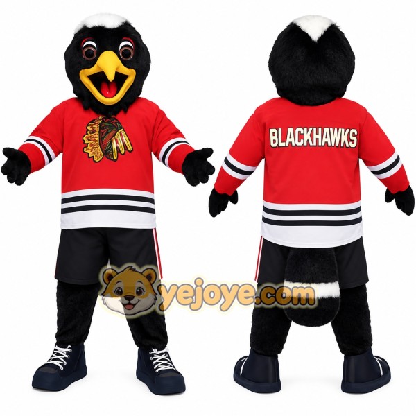 Black Red White Hawk Bird Mascot Costume