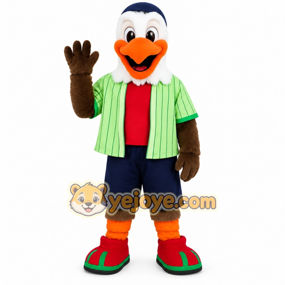 Green White Brown Baseball Eagle Mascot Costume Green White Brown Baseball Eagle Mascot Costume