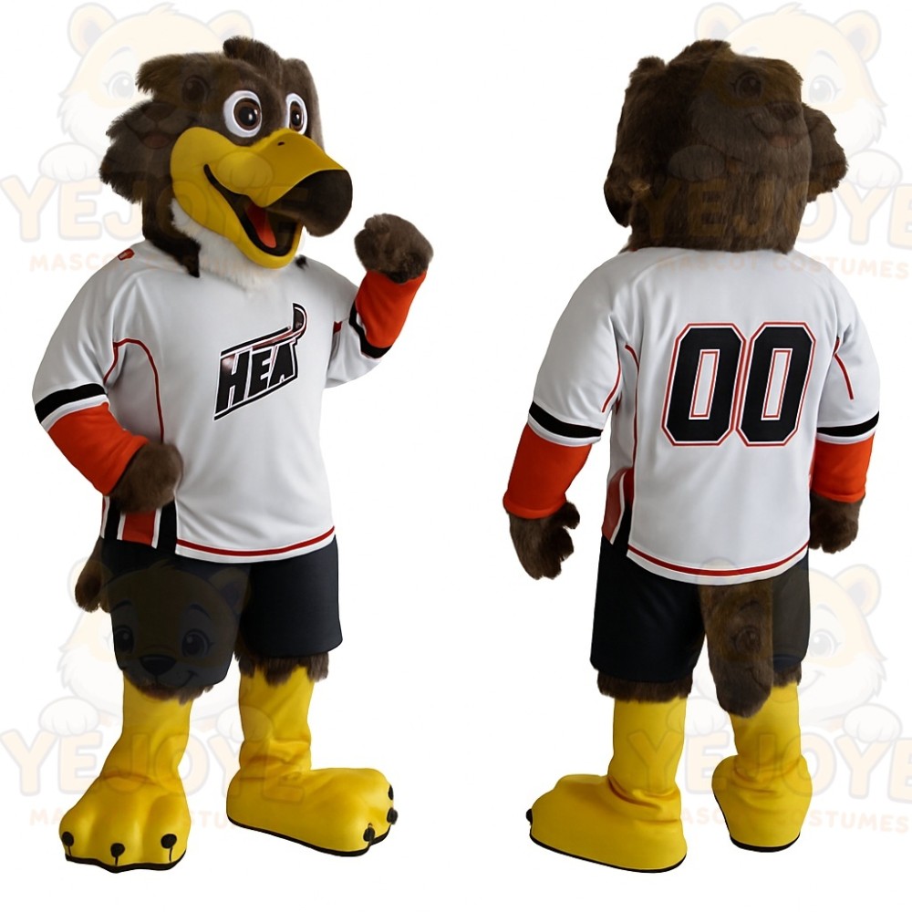 Brown Yellow White Eagle Mascot Costume