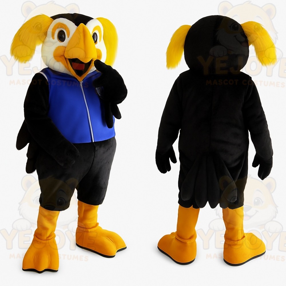 Black Yellow Blue Toucan Mascot Costume