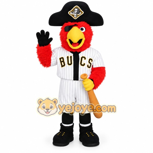 Red White Black Pirate Parrot Mascot Costume Red White Black Pirate Parrot Mascot Costume