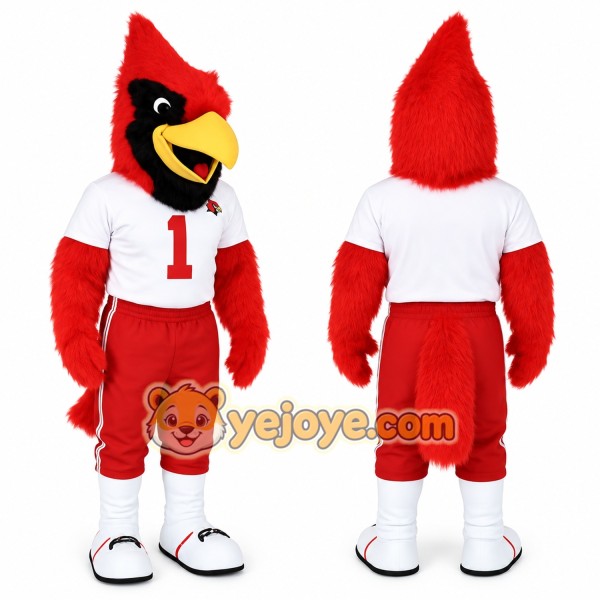 Red White Cardinal Sports Bird Mascot Costume