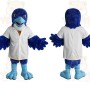 Blue White Scientist Bird Mascot Costume
