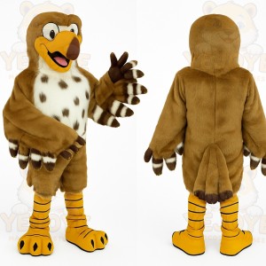 Brown White Yellow Eagle Mascot Costume