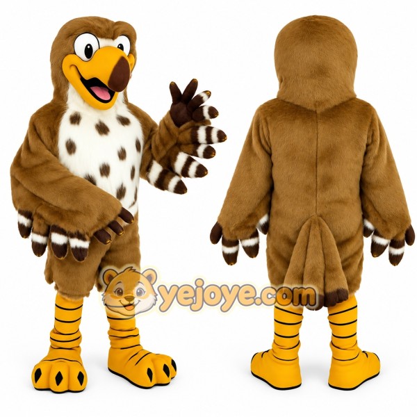 Brown White Yellow Eagle Mascot Costume