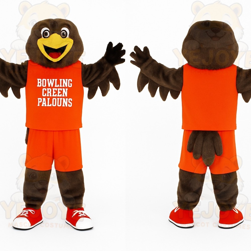 Brown Orange Falcon Mascot Costume