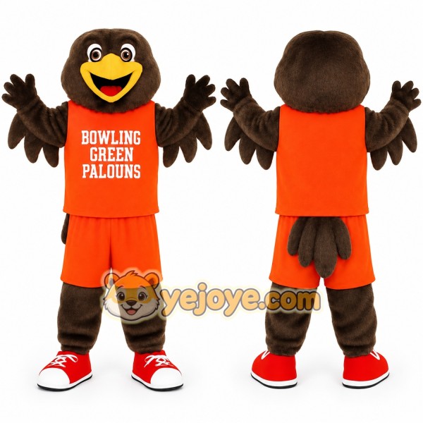 Brown Orange Falcon Mascot Costume