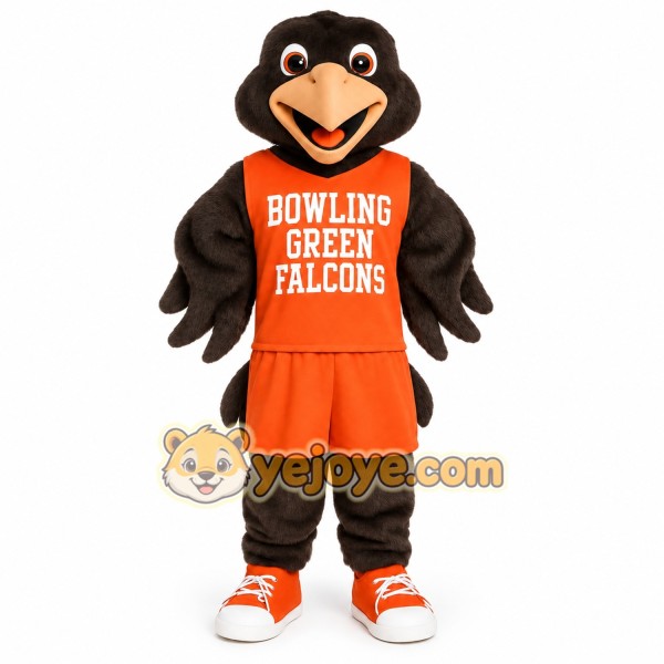 Dark Brown Orange Falcon Mascot Costume