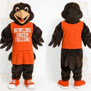 Dark Brown Orange Falcon Mascot Costume