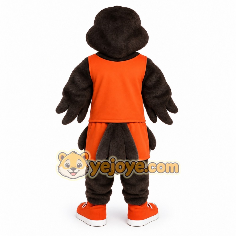 Dark Brown Orange Falcon Mascot Costume Dark Brown Orange Falcon Mascot Costume