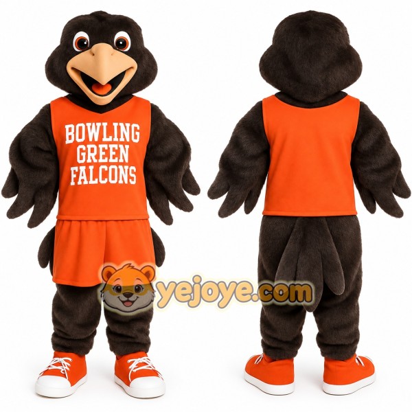 Dark Brown Orange Falcon Mascot Costume