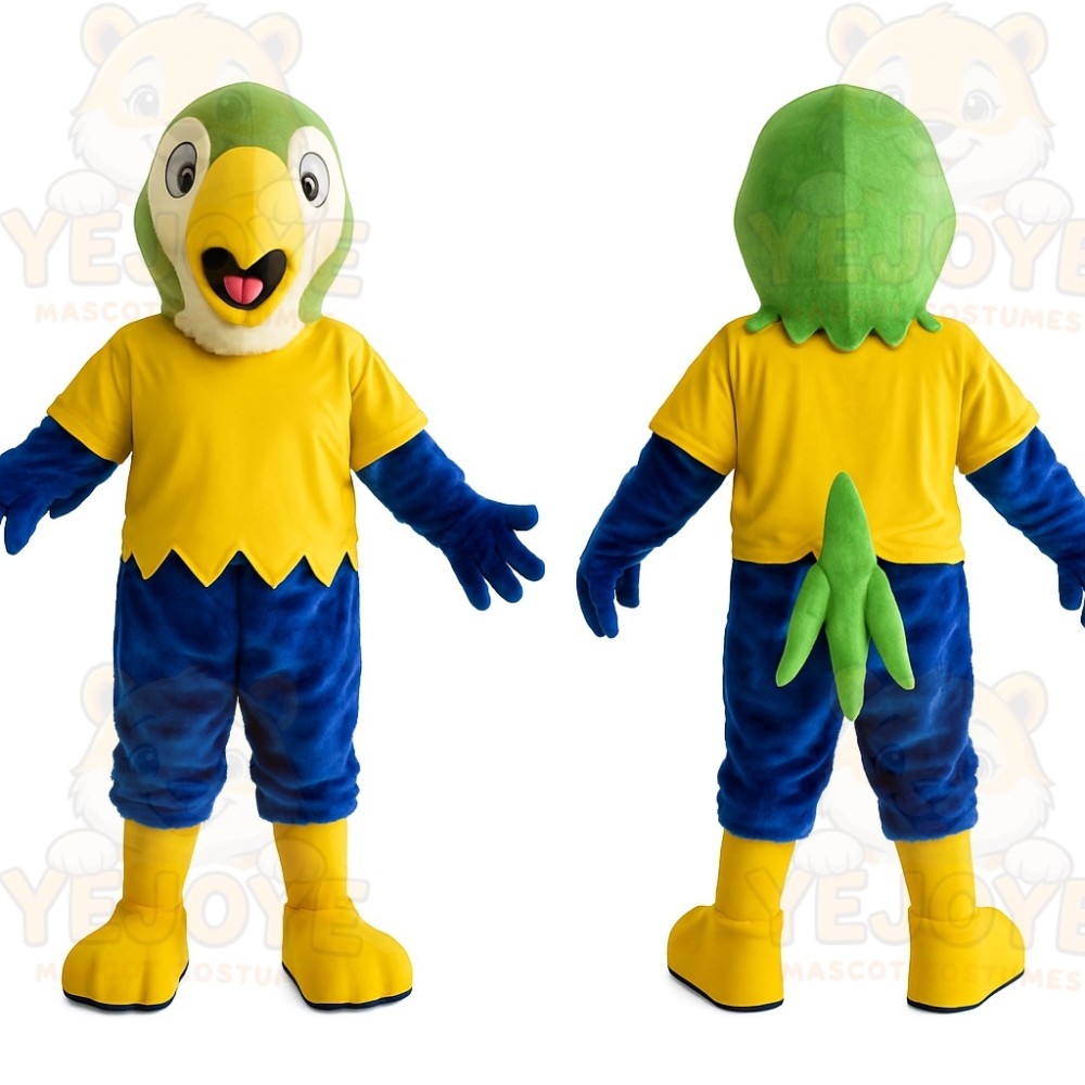 Green Yellow Blue Parrot Mascot Costume