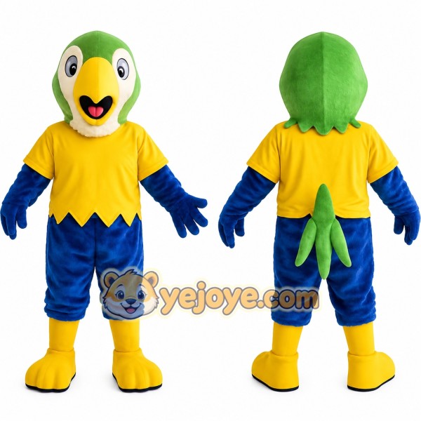 Green Yellow Blue Parrot Mascot Costume