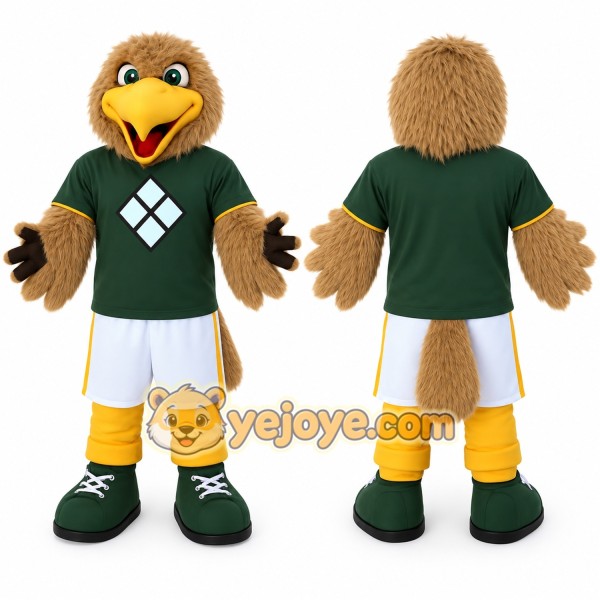 Tan Yellow Green Eagle Mascot Costume