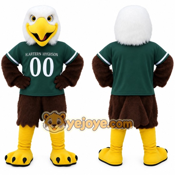 Green White Brown Eagle Mascot Costume