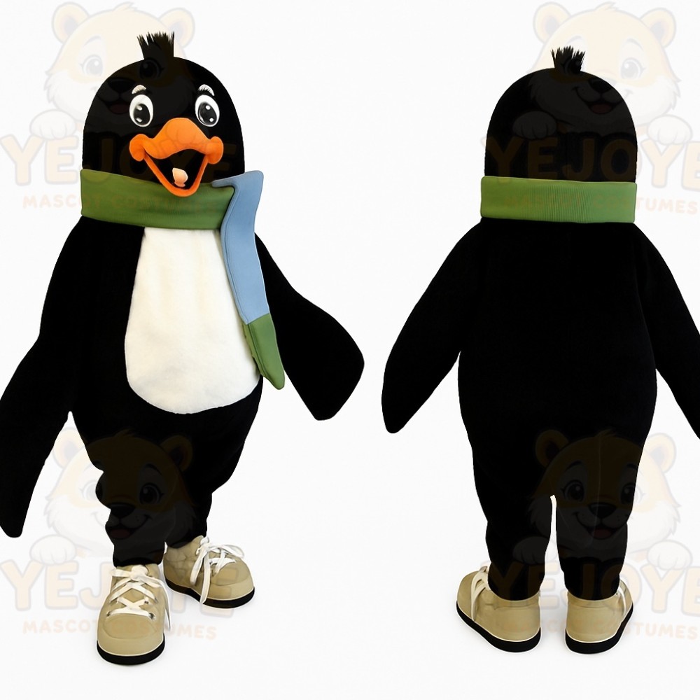 Black White Orange Penguin Mascot Costume