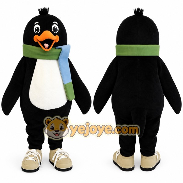 Black White Orange Penguin Mascot Costume